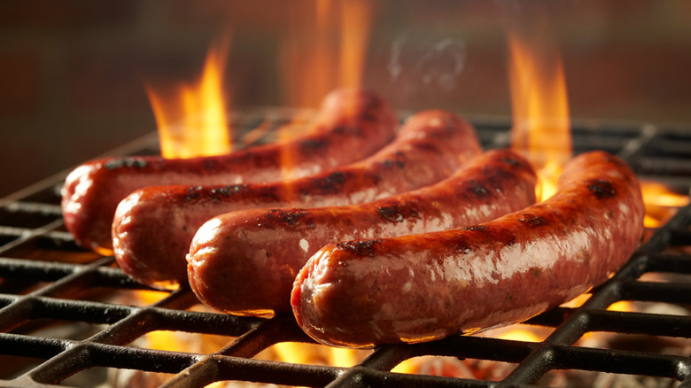 grilling sausages