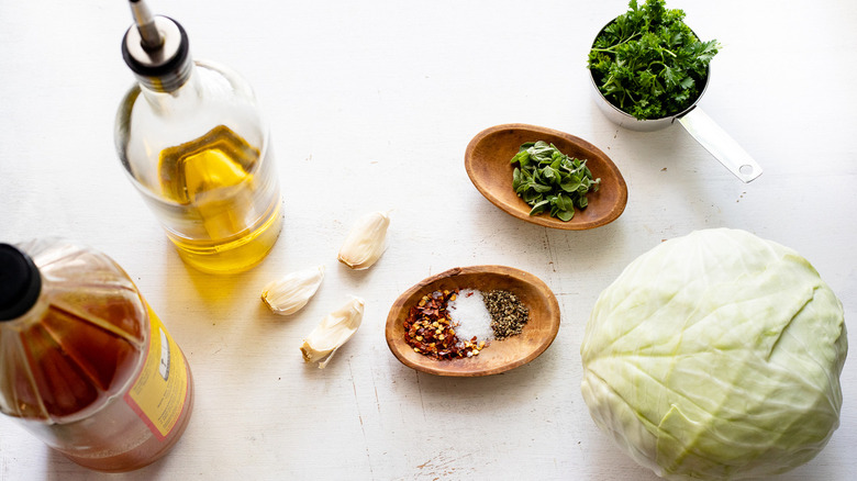chimichurri ingredients with cabbage