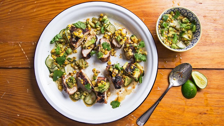 Ancho-Grilled Chicken Breast with Charred Corn Relish