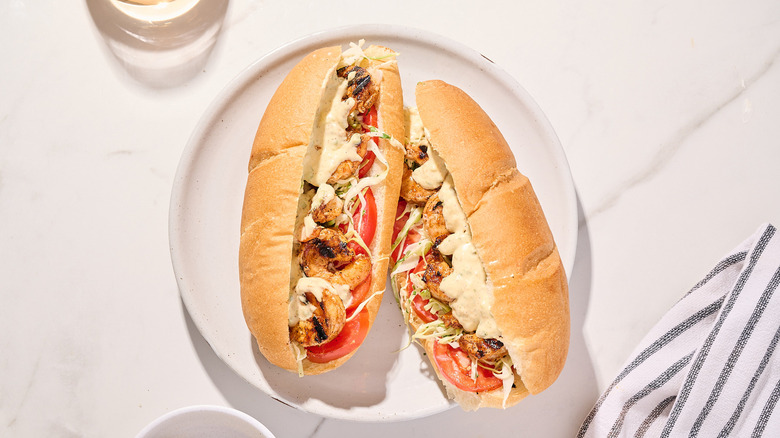 shrimp po'boys on a plate