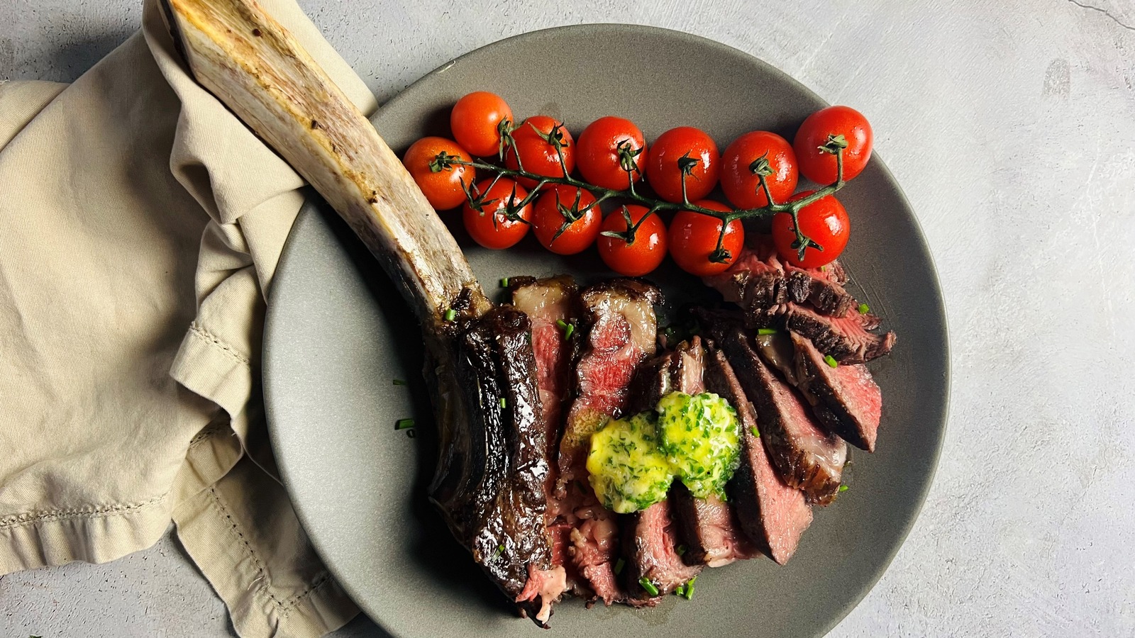Grilled Tomahawk RibEye Steak With Fines Herb Compound Butter Recipe
