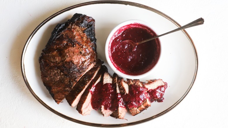 Tri tip with blackberry sauce