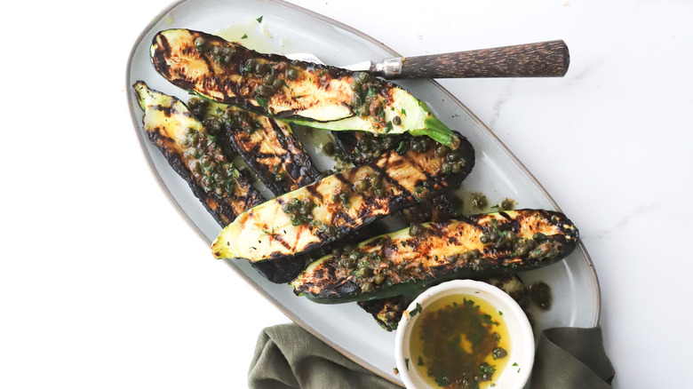 Plate of grilled zucchini