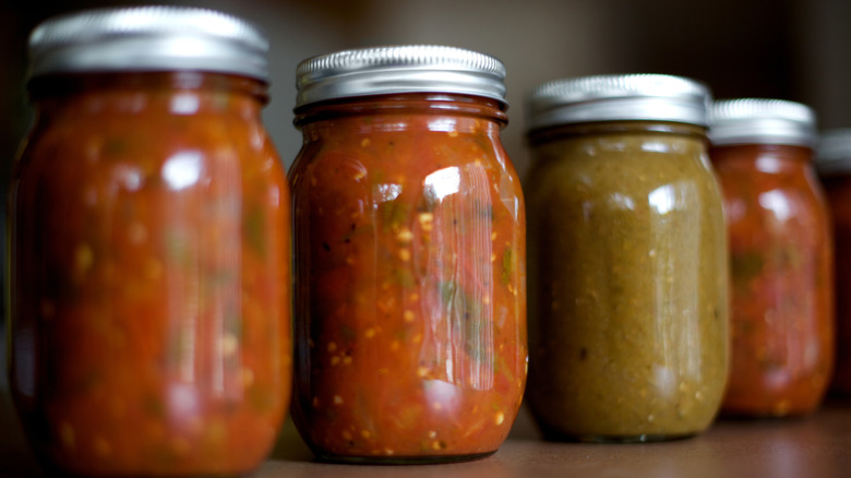 Jars of fresh salsa