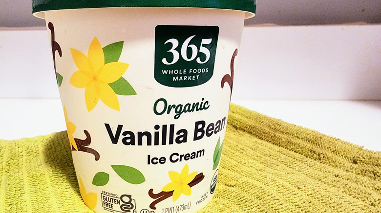 Pint of organic vanilla bean ice cream