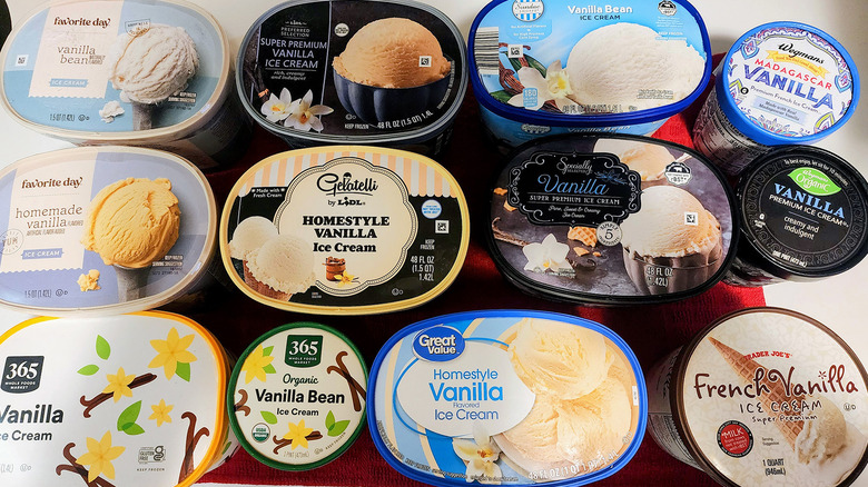 tops of ice cream containers