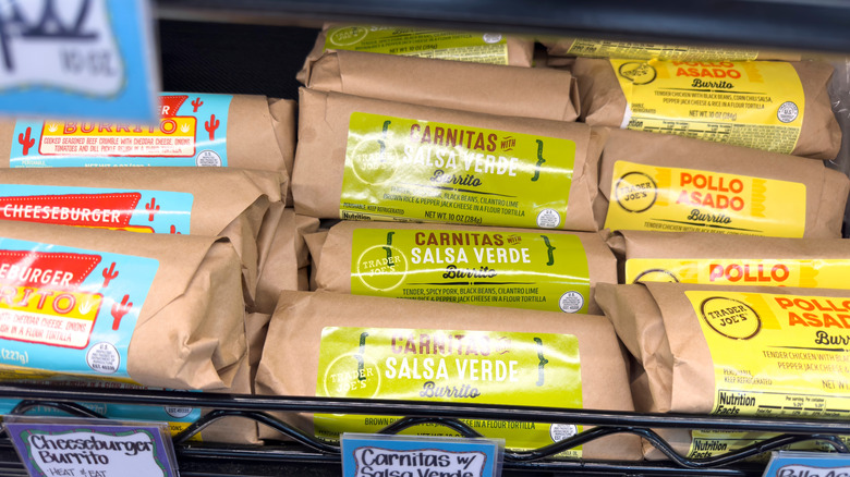 An assortment of Trader Joe's burritos