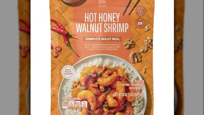 A package of Aldi Hot Honey Walnut Shrimp