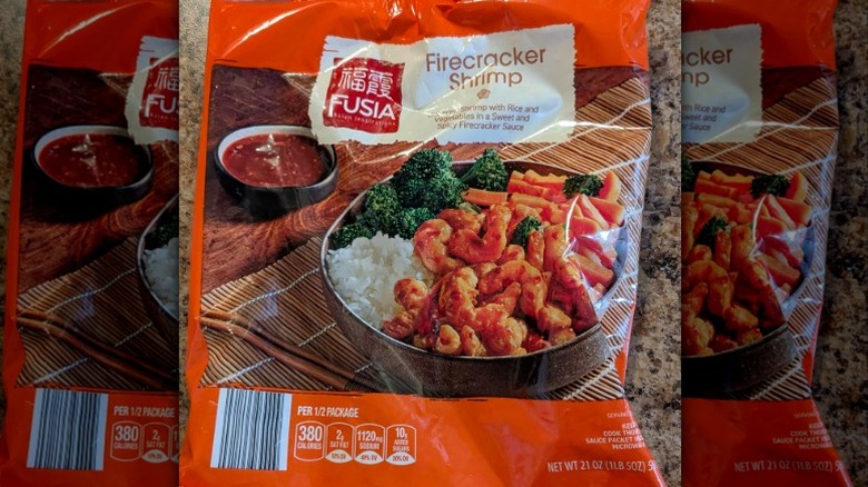 A package of Fusia Firecracker Shrimp, available at Aldi