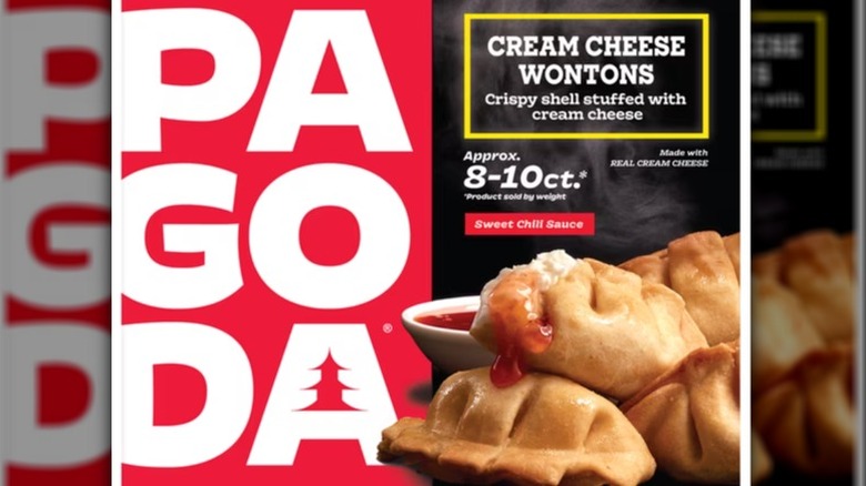 A box of Pagoda Cream Cheese Wontons, available at Walmart