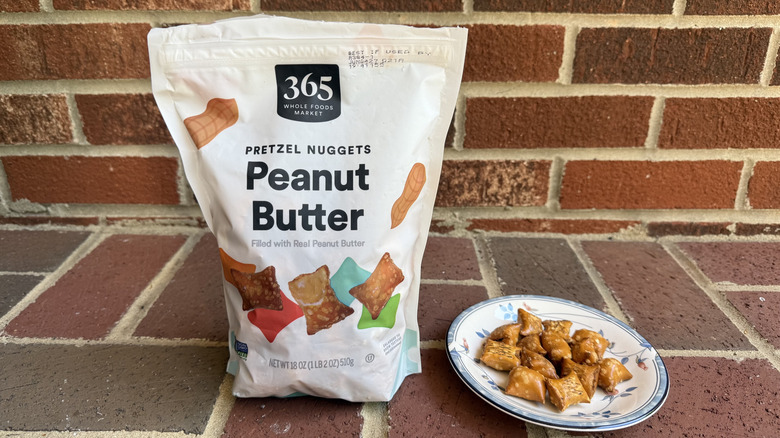 Bag of 365 brand peanut butter-filled pretzel nuggets