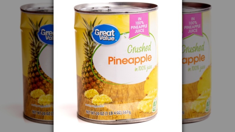 Dented pineapple can Great Value