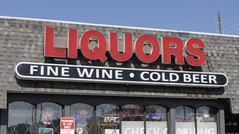 A liquor store front