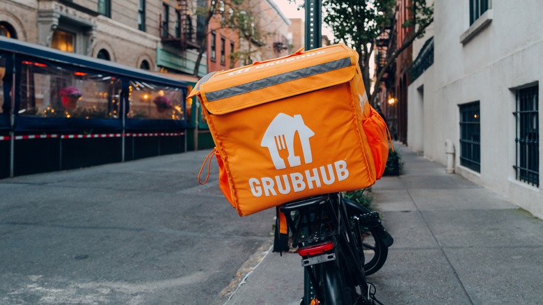 Grubhub Delivery bag on a bike