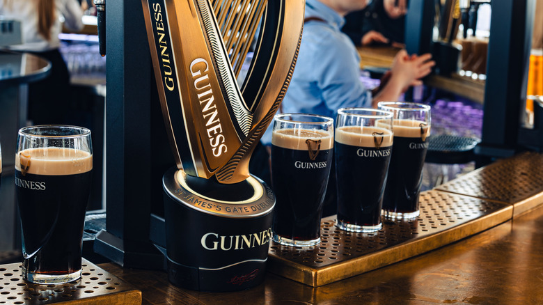 selection of Guinness beers at bar