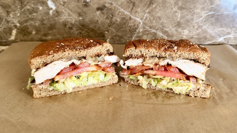 Habit's Grilled Chicken Sandwich cut in a half