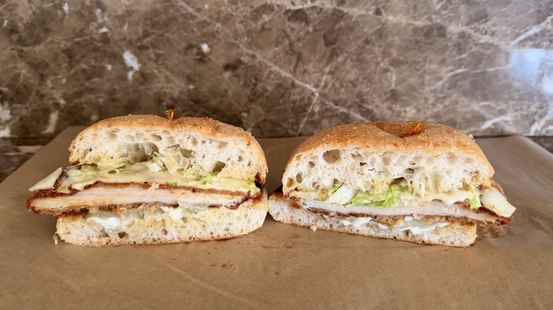 Habit's Crispy Chicken Sandwich cut in half