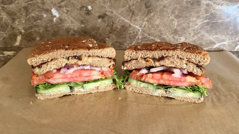 Habit's Veggie Burger cut in half