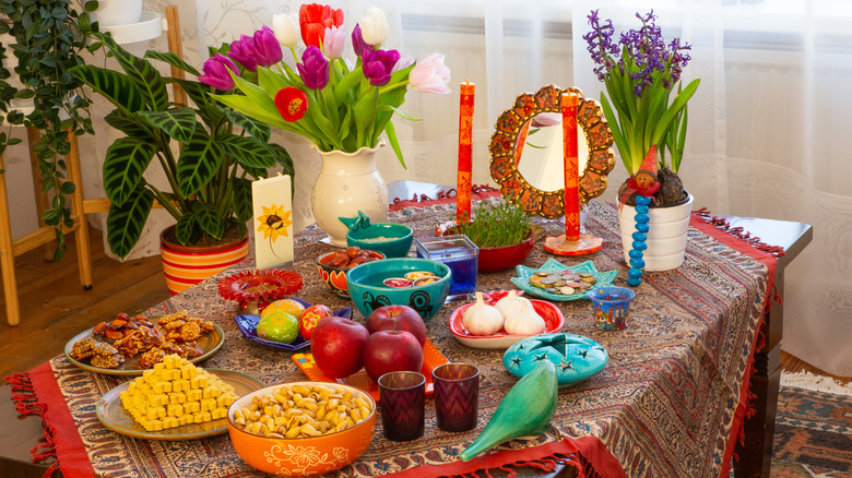 table set with Haft Sin display 