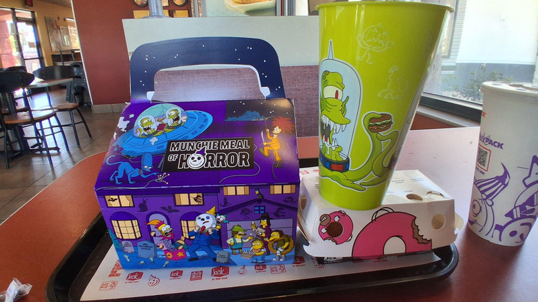 A munchie meal of horror sits on a tray in a Jack in the Box on a table