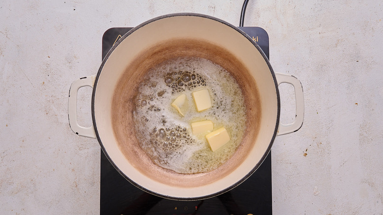 melting butter in a pot
