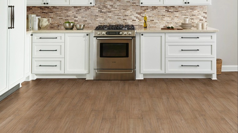 Porcelain wood look tile in a kitchen