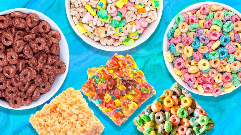 Marshmallow treats and variety of cereals