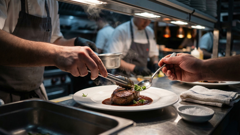 meal prepared in a restaurant kitchen