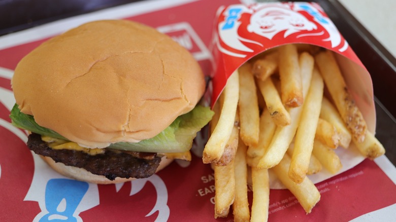 a wendy's burger and fries