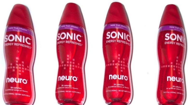Bottles of NeuroSONIC energy refreshed with white background