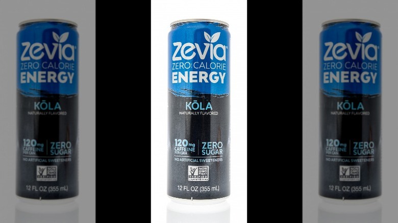 A can of Zevia energy drink in the Kola flavor