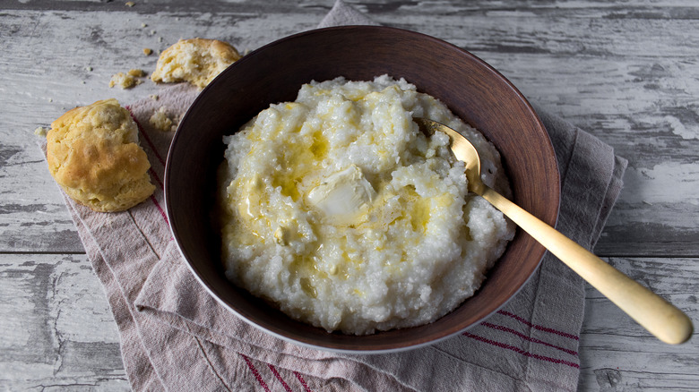 grits topped with butter