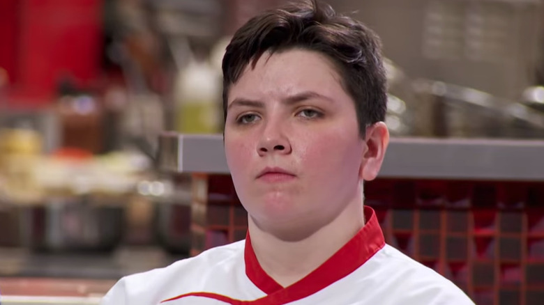 close up of contestant on "Hell's Kitchen"