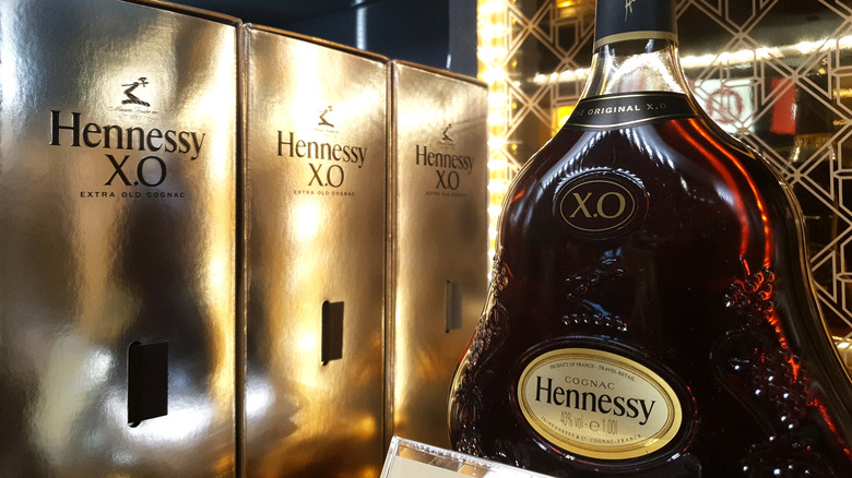 Hennessy X.O bottle and boxes