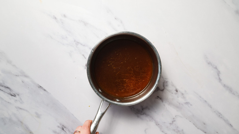 pan drippings in saucepan