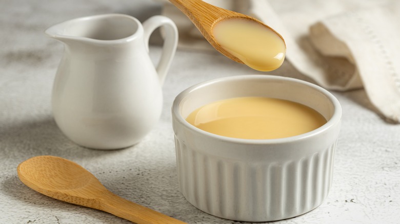 Evaporated milk in ramekin