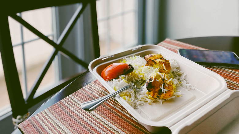 Takeout box of leftovers