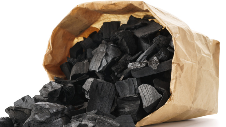 paper bag filled with charcoal