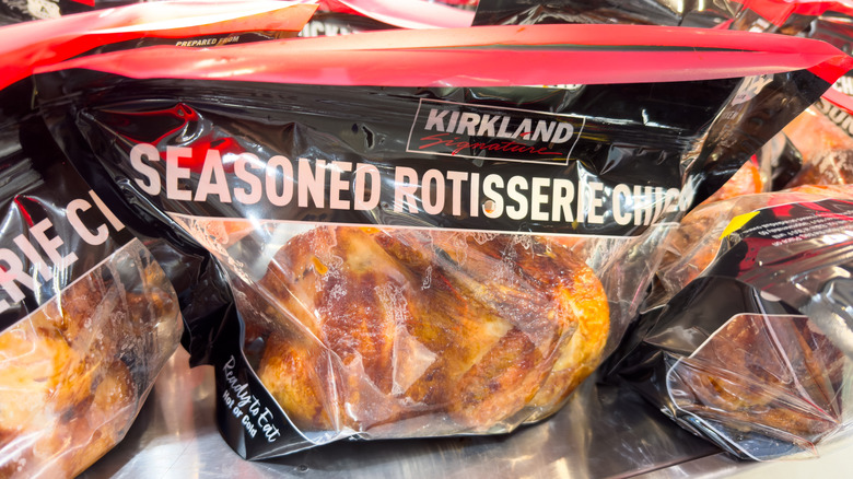 Kirkland Signature seasoned rotisserie chicken in a bag