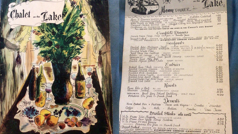 Photos of a vintage steakhouse menu c. 1960s