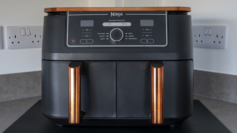 Double baskets air fryer model.