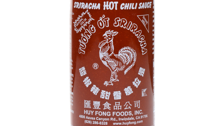 Bottle of Sriracha hot sauce