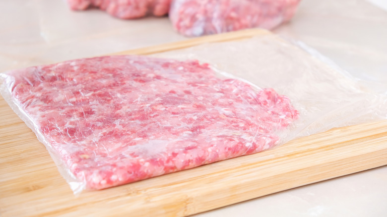 ground beef in freezer bag