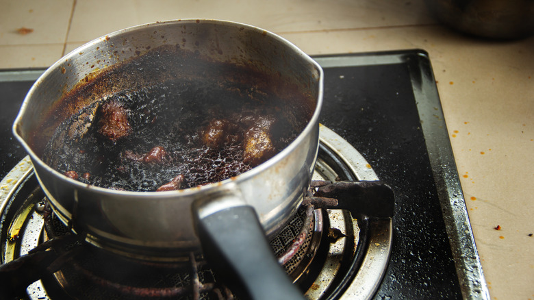 pot with food burned onto the bottom