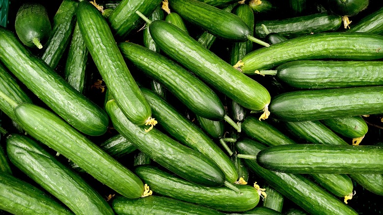 top view of whole cucumbers