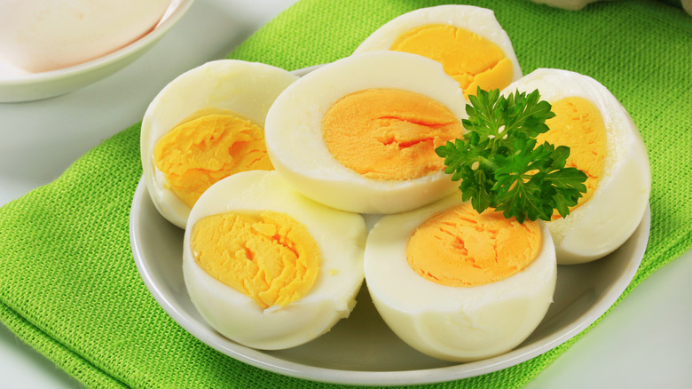 hard-boiled eggs with garnish