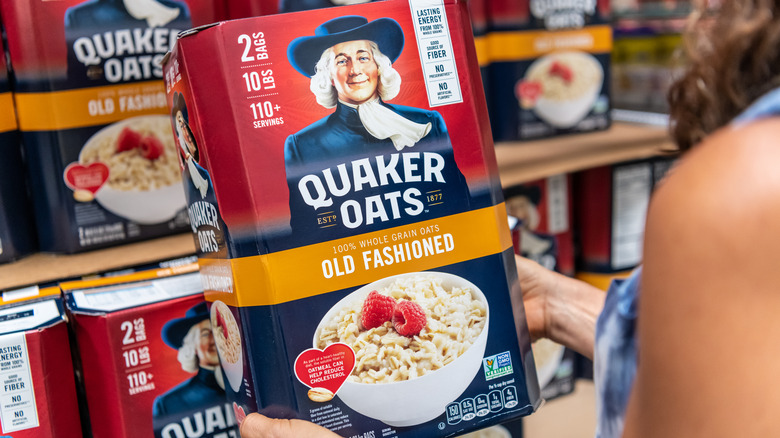 Quaker oat cereal boxes