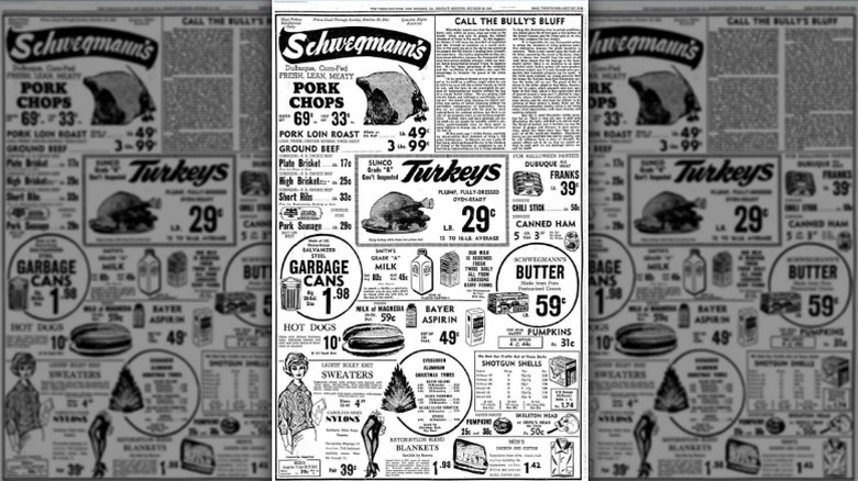 Schwegmann's grocery store newspaper ad from 1961