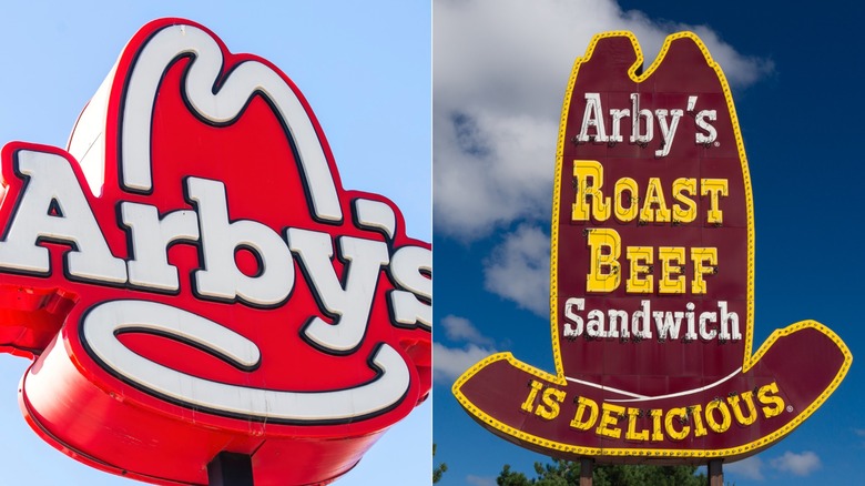 Split image: Arby's signs new and old