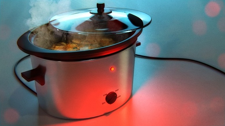 A dramatically lit crock pot